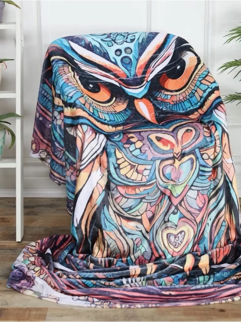 Vibrant Hippie Owl Plush Cozy Throw Blanket 50x60 ✨